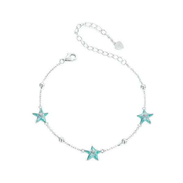 ˇSirae GemˇGradient Blue-green Starfish Link Chain Bracelets
