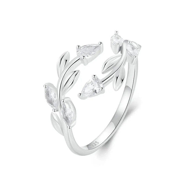 ˇSirae GemˇSimple Leaf Adjustable Ring Lucky Leaves Statement