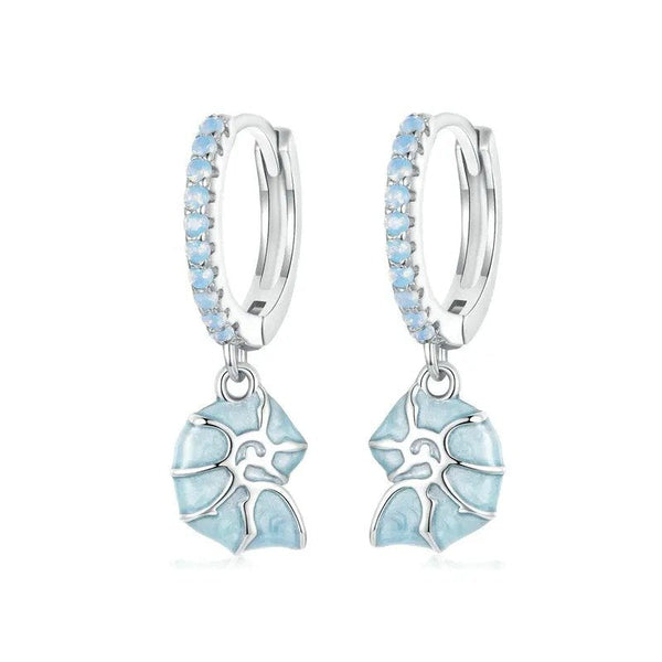 ˇSirae GemˇBlue Conch Ear Buckles Sea Shell Drop Hypoallergenic Earrings
