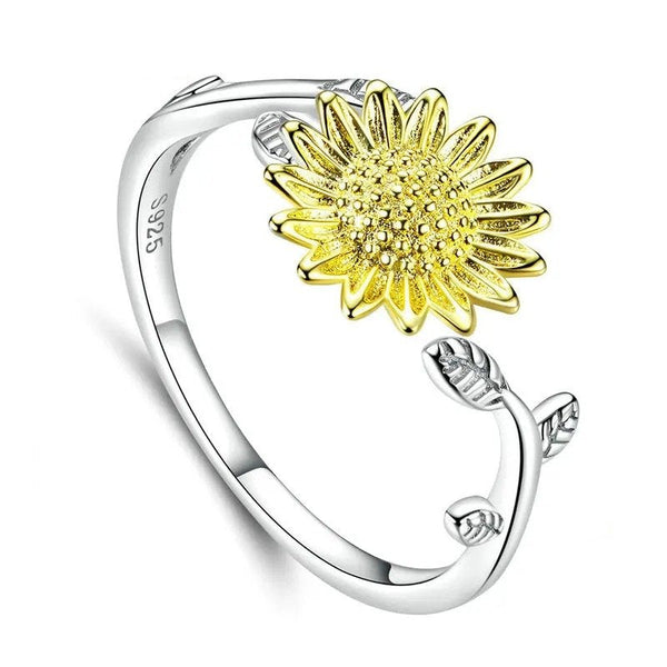 ˇSirae GemˇSunflower Finger Rings for Women Wedding Band Engagement Statement