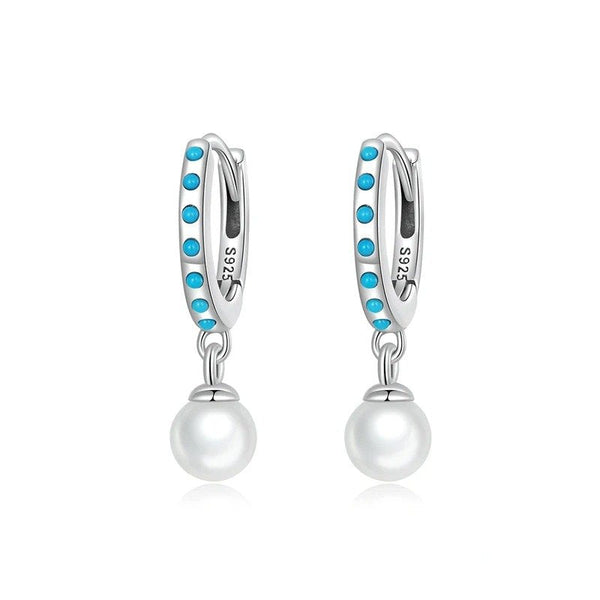 ˇSirae GemˇTurquoise Pendent Shell Bead Drop Earrings