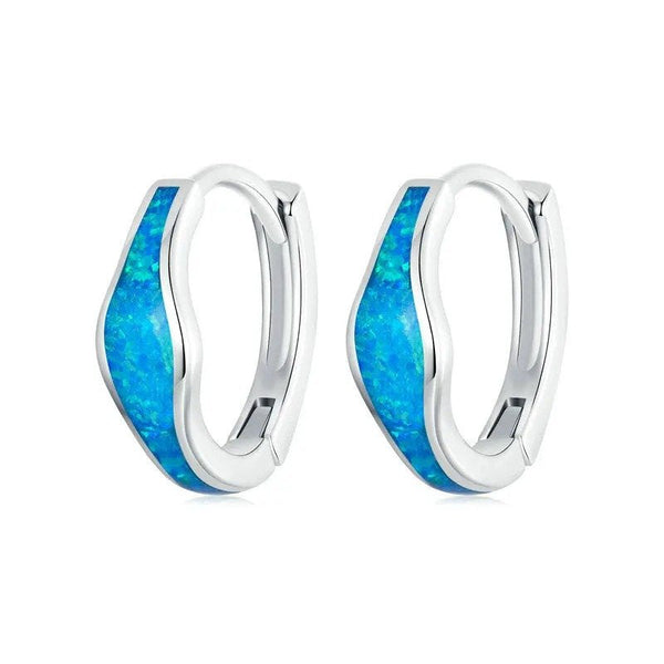 ˇSirae GemˇOpal Hoop Earrings for Women White Gold Plated