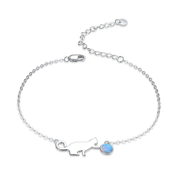 ˇSirae GemˇCute Pussy Cat Opal Link Bracelet for Women