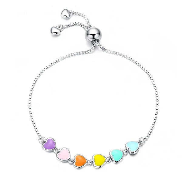 ˇSirae GemˇRainbow Color Enamel Heart Bracelet