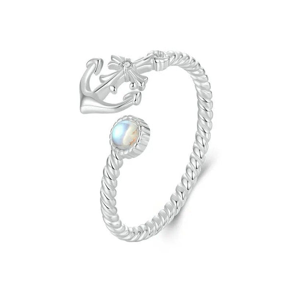 ˇSirae GemˇAnchor Open Ring Moonstone Adjustable Twisted Ring