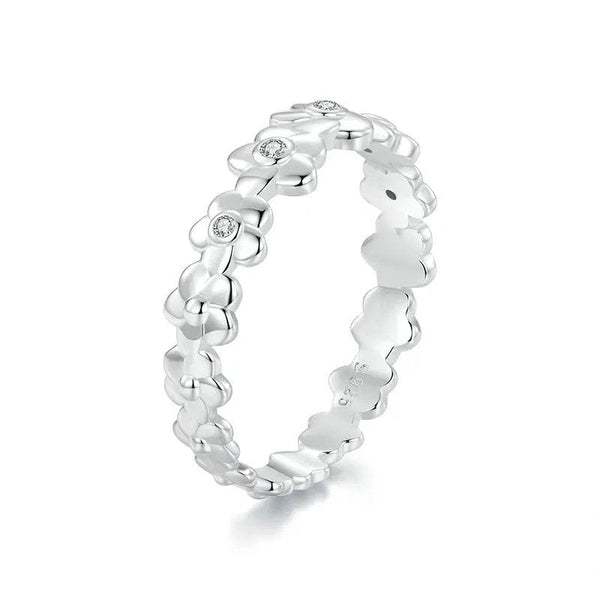 ˇSirae GemˇFlower Ring Paved with Cubic Zirconia Statement Band Ring