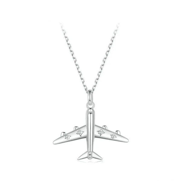 ˇSirae GemˇDelicate Airplane Pendant Necklace Platinum Plated Necklace