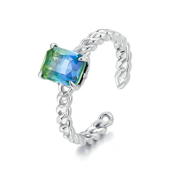 ˇSirae GemˇBlue and Green Tourmaline Adjustable Ring