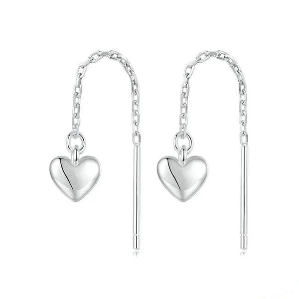 ˇSirae GemˇSimple Heart-shaped Drop Ear Threads Long Tassel Earrings