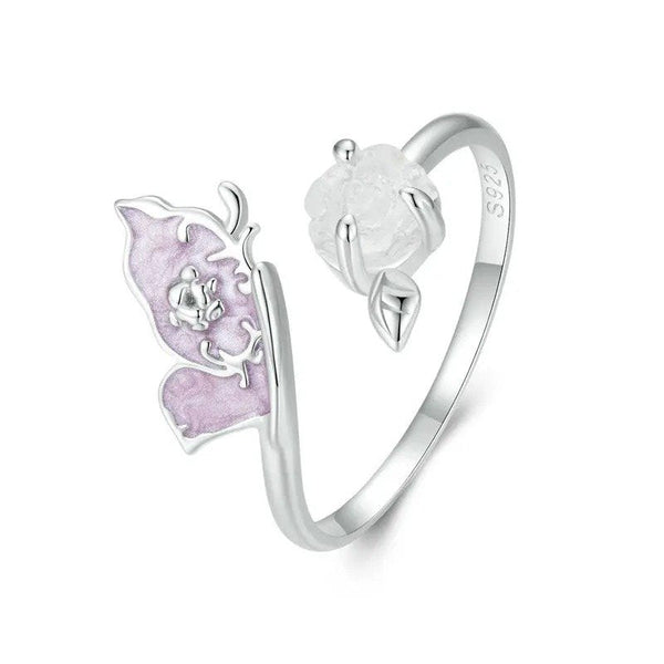 ˇSirae GemˇPurple Magenta Enamel Butterfly Opening Ring