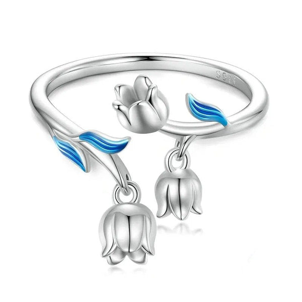 ˇSirae GemˇGorgeous Flowers Open Ring for Women Fine Plated Platinum