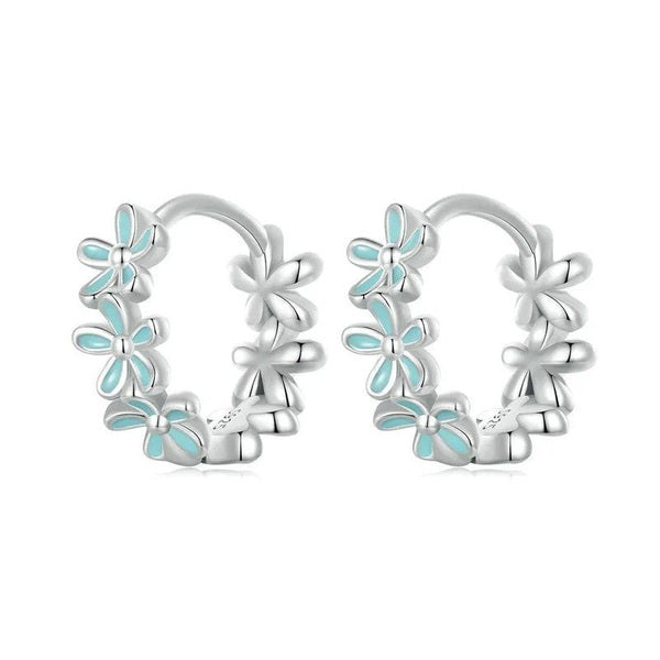ˇSirae GemˇMint Green Garland Hoop Earrings Enamel Flower