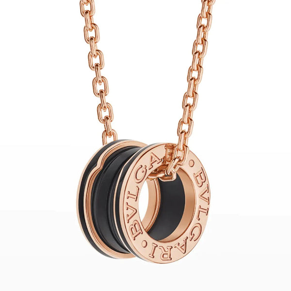 ˇSirae GemˇZERO 1 BLACK CERAMIC PINK GOLD NECKLACE