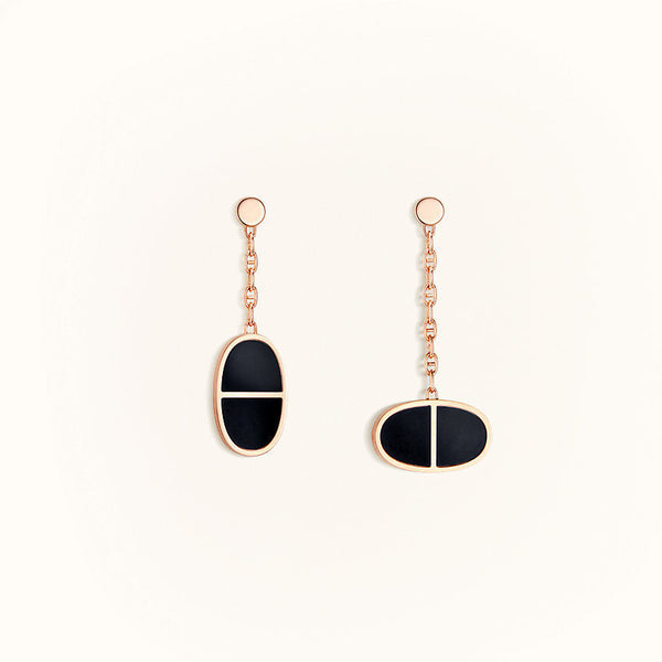 ˇSirae GemˇCHAINE VERSO BLACK CERAMIC EARRINGS
