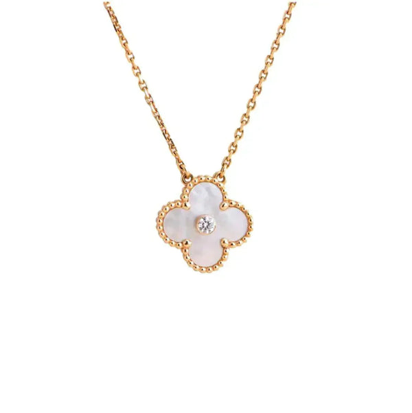 ˇSirae GemˇCLOVER 15MM DIAMOND WHITE FRITILLARIA NECKLACE
