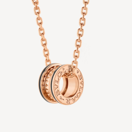 ˇSirae GemˇZERO 1 ROCK PEDANT PINK GOLD BLACK NECKLACE