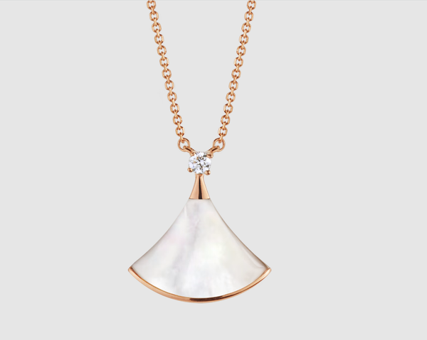 ˇSirae GemˇDREAM NECKLACE WHITE MOP PINK GOLD 1 DIAMOND