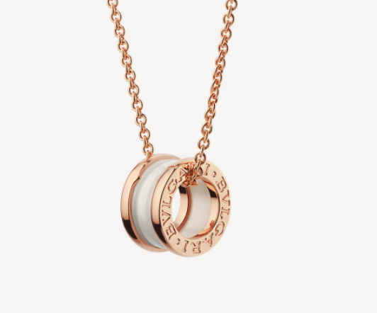 ˇSirae GemˇZERO 1 WHITE CERAMIC PINK GOLD NECKLACE