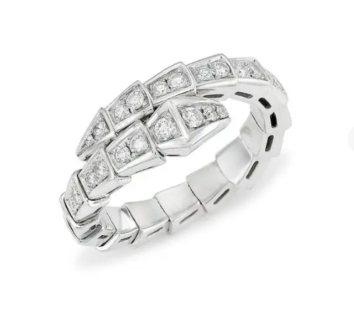 ˇSirae GemˇSERPENTI RING SILVER DIAMOND PAVED 4MM