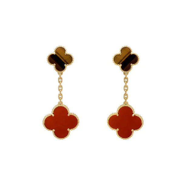 ˇSirae GemˇCLOVER  2 MOTIF  TIGER EYE CARNELIAN EARRINGS
