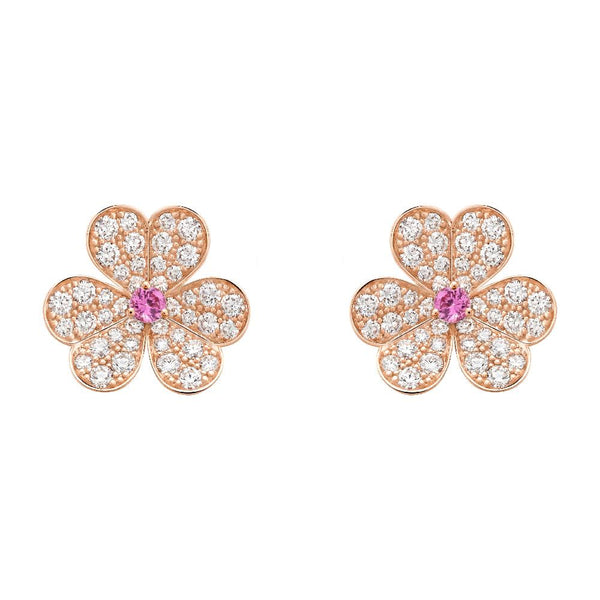 ˇSirae GemˇFRIVOLE PINK GOLD FLOWER DIAMOND EARRINGS