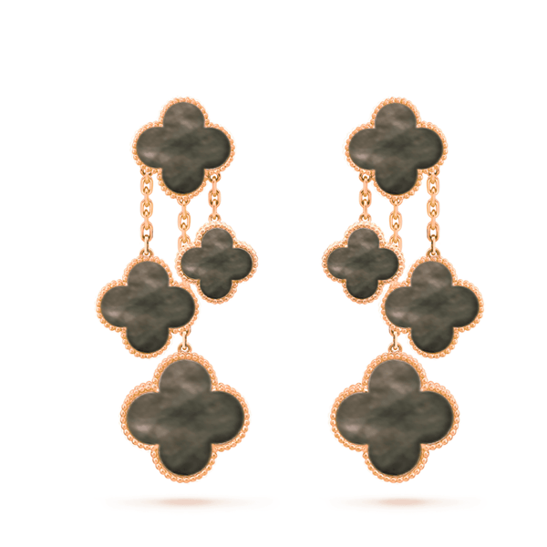 ˇSirae GemˇCLOVER EARRINGS DARK MOP 4 MOTIFS ROSE GOLD