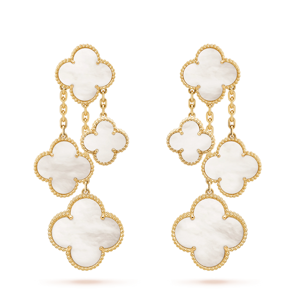 ˇSirae GemˇCLOVER EARRINGS WHITE MOP 4 MOTIFS GOLD