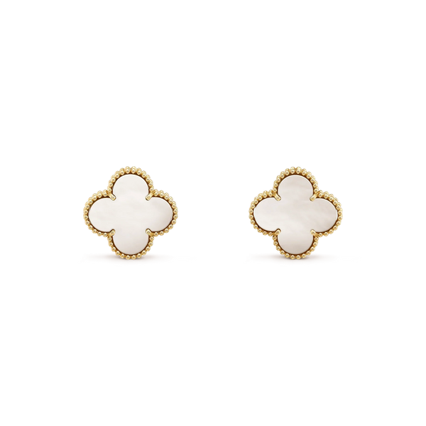 ˇSirae GemˇCLOVER MEDIUM 1 MOTIFS  WHITE MOP STUD EARRINGS