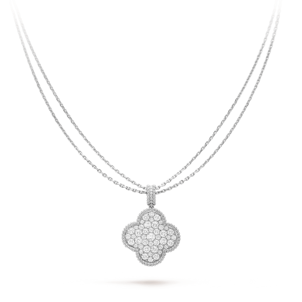 ˇSirae GemˇCLOVER 25MM SILVER FULL DIAMOND BIG CLOVER NECKLACE