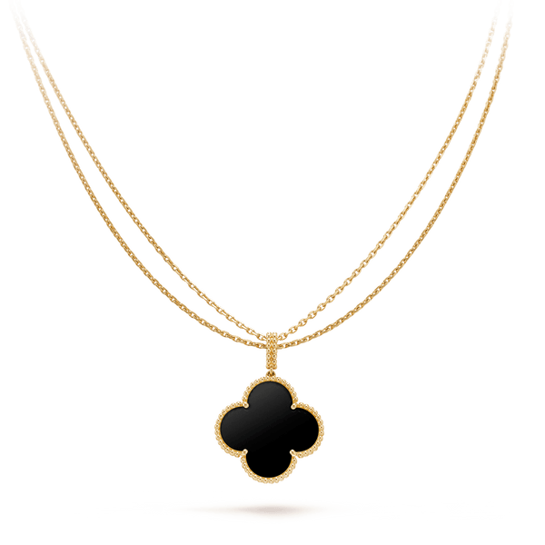 ˇSirae GemˇCLOVER 25MM GOLD ONYX BIG CLOVER NECKLACE