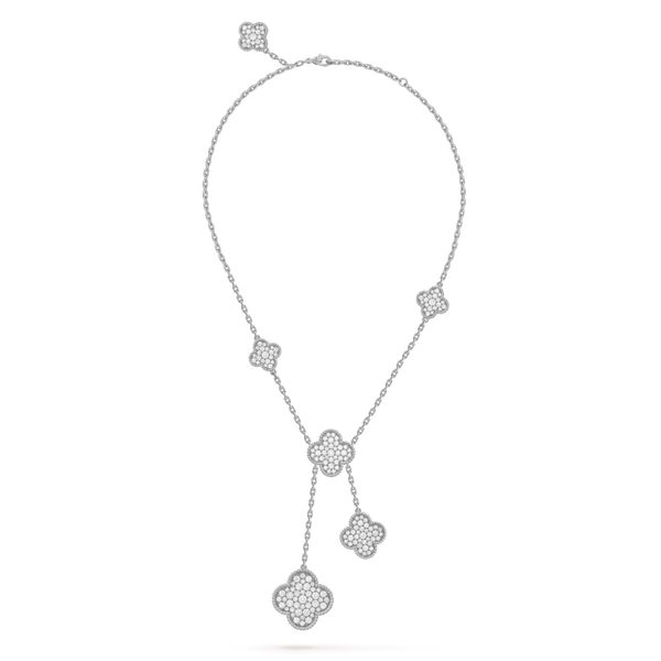 ˇSirae GemˇCLOVER 5 MOTIFS SILVER DIAMONDS NECKLACE