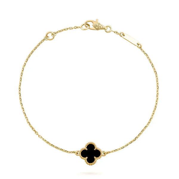 ˇSirae GemˇCLOVER ONYX SINGLE FLOWER BRACELET