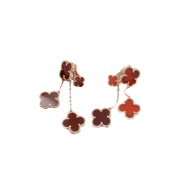 ˇSirae GemˇCLOVER EARRINGS CARNELIAN 4 MOTIFS PINK GOLD