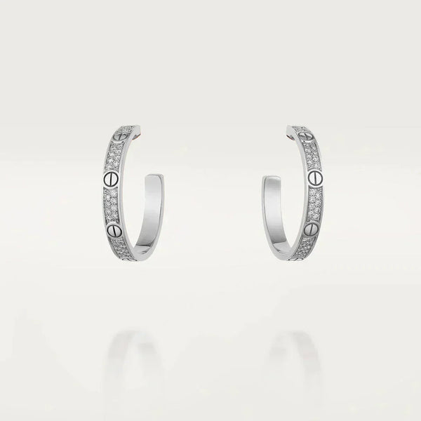 ˇSirae GemˇLOVE DIAMOND SILVER HOOP EARRINGS