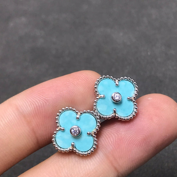 ˇSirae GemˇCLOVER 1 DIAMOND BLUE SKY SILVER EARRINGS