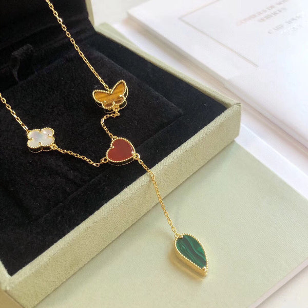 ˇSirae GemˇLUCKY SPRING 4 MOTIFS ROSE GOLD NECKLACE
