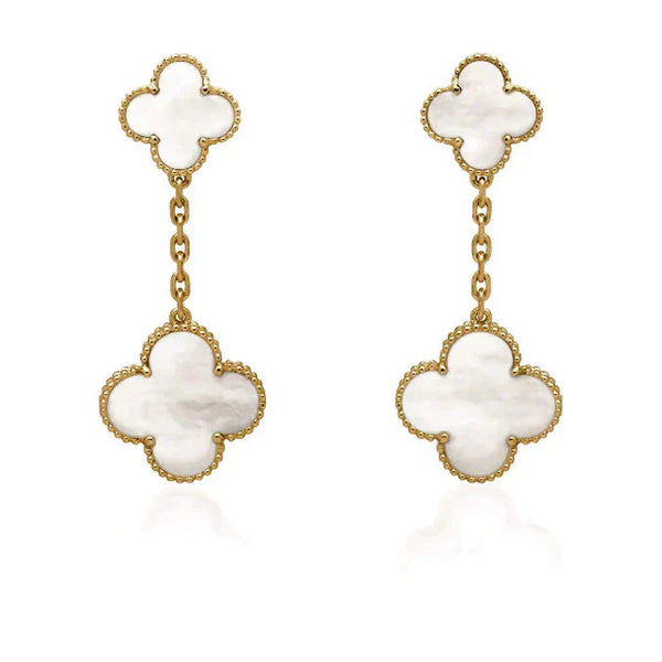 ˇSirae GemˇCLOVER 2 MOTIF WHITE MOP EARRINGS