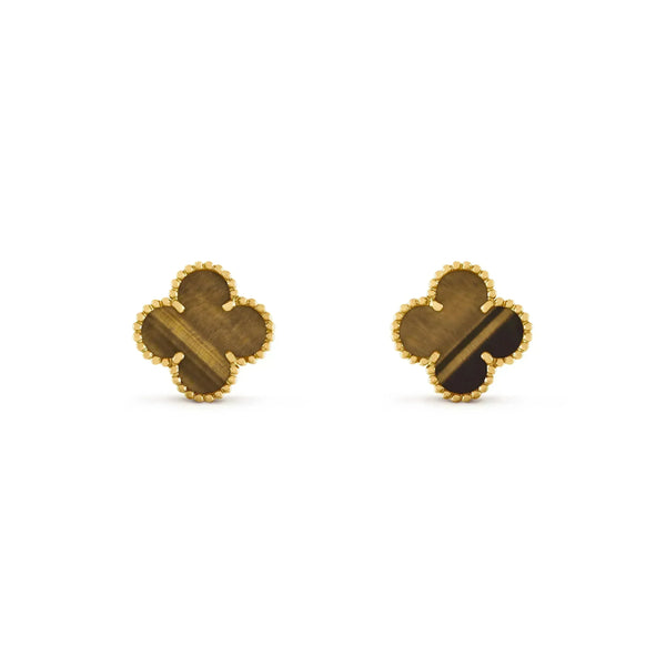 ˇSirae GemˇCLOVER MEDIUM 1 MOTIFS TIGER EYE EARRINGS