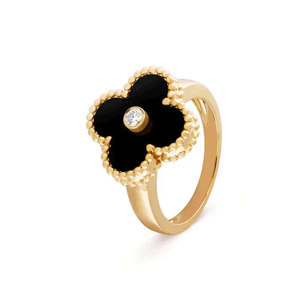 ˇSirae GemˇCLOVER ONYX RING GOLD DIAMOND