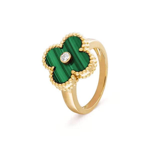 ˇSirae GemˇCLOVER MALACHITE RING GOLD DIAMOND