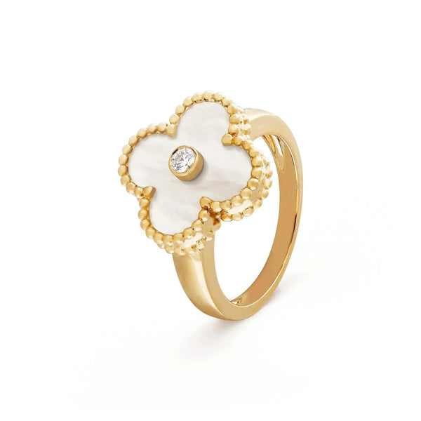 ˇSirae GemˇCLOVER PINK MOP RING GOLD DIAMOND