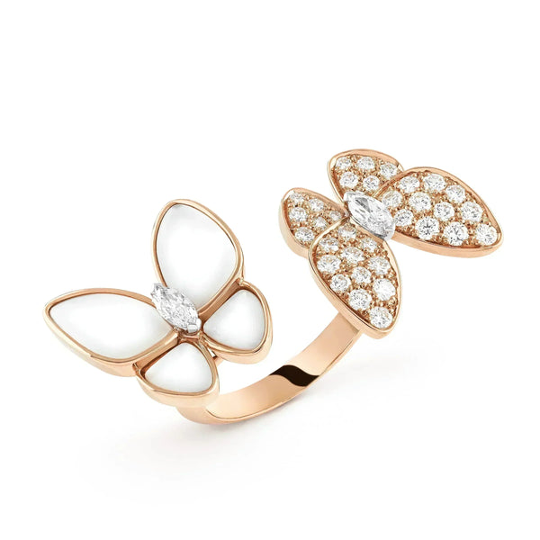 ˇSirae GemˇTWIN BUTTERFLY DIAMOND MOP RING